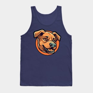 Boxer orange dog cartoon logo in circle Tank Top